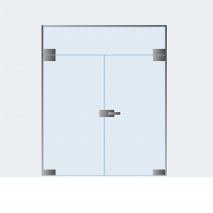 2 szárnyú ajtó + felülvilágítóval, kilinccsel és zárható zárral (az egyik ajtószárny fixálható)